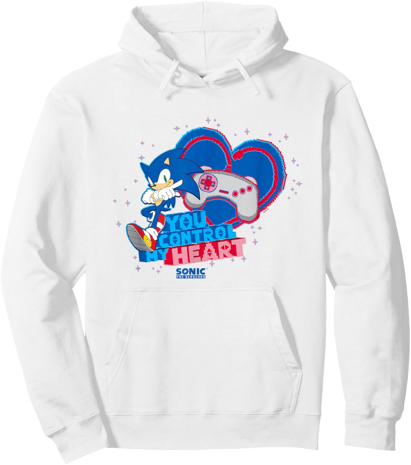 Sonic The Hedgehog Valentine's Day You Control My Heart Logo Hoodie - Hoodie | White