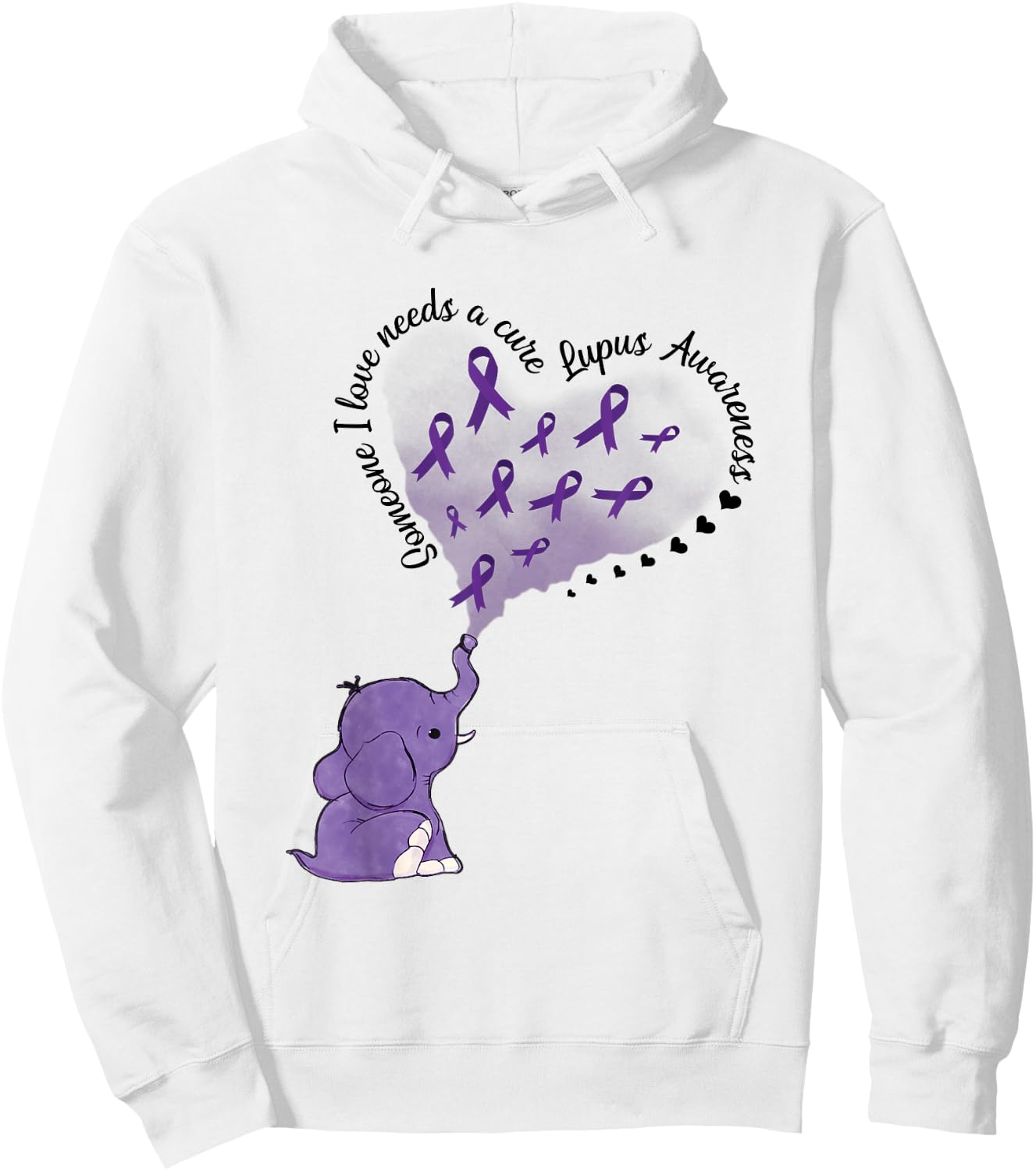 Elephant Someone I Love Needs A Cure Lupus Awareness Hoodie - Hoodie | White