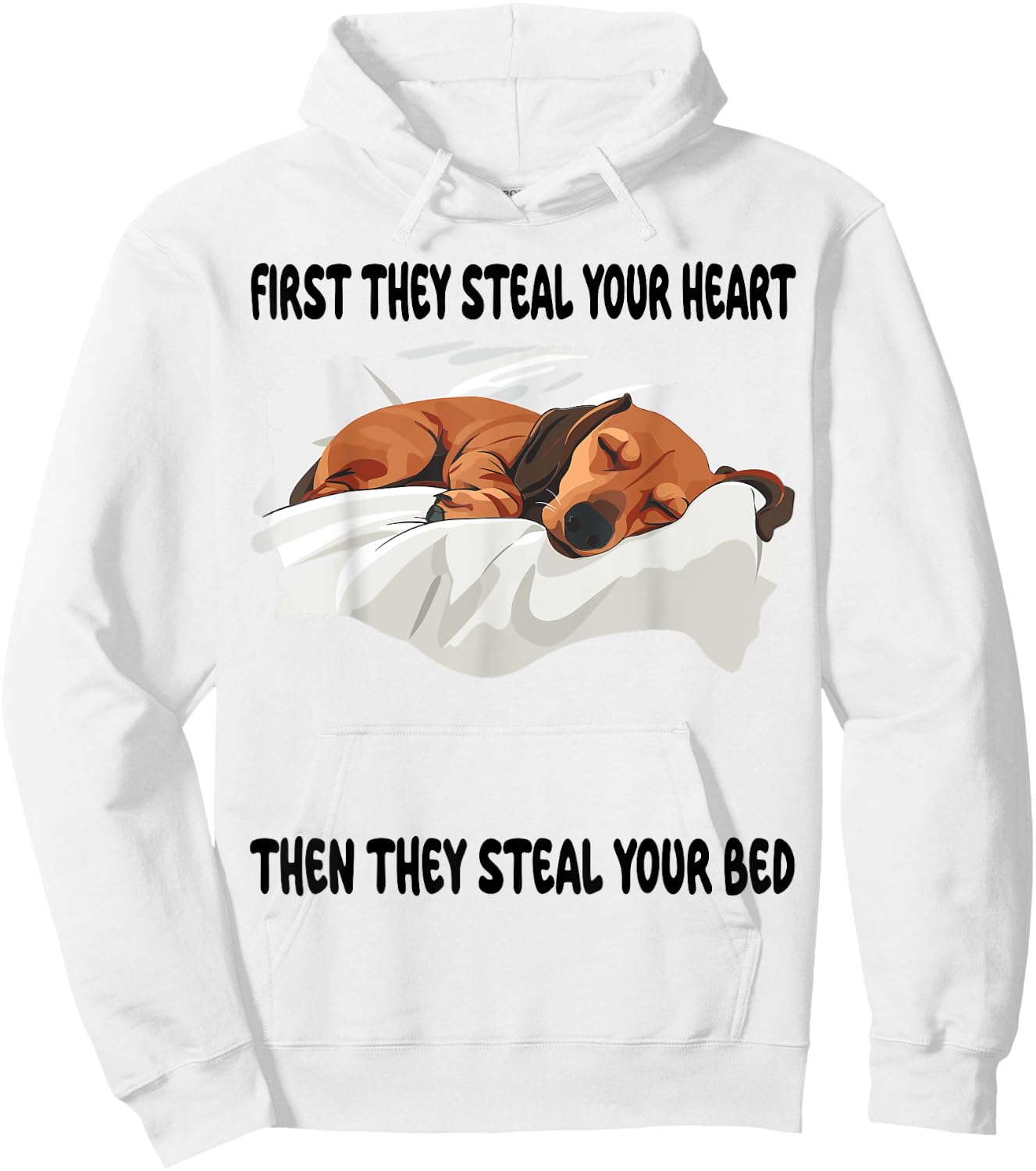 Dachshund Wiener Doxie Sleeping Pajamas Nightgown Hoodie - Hoodie | White