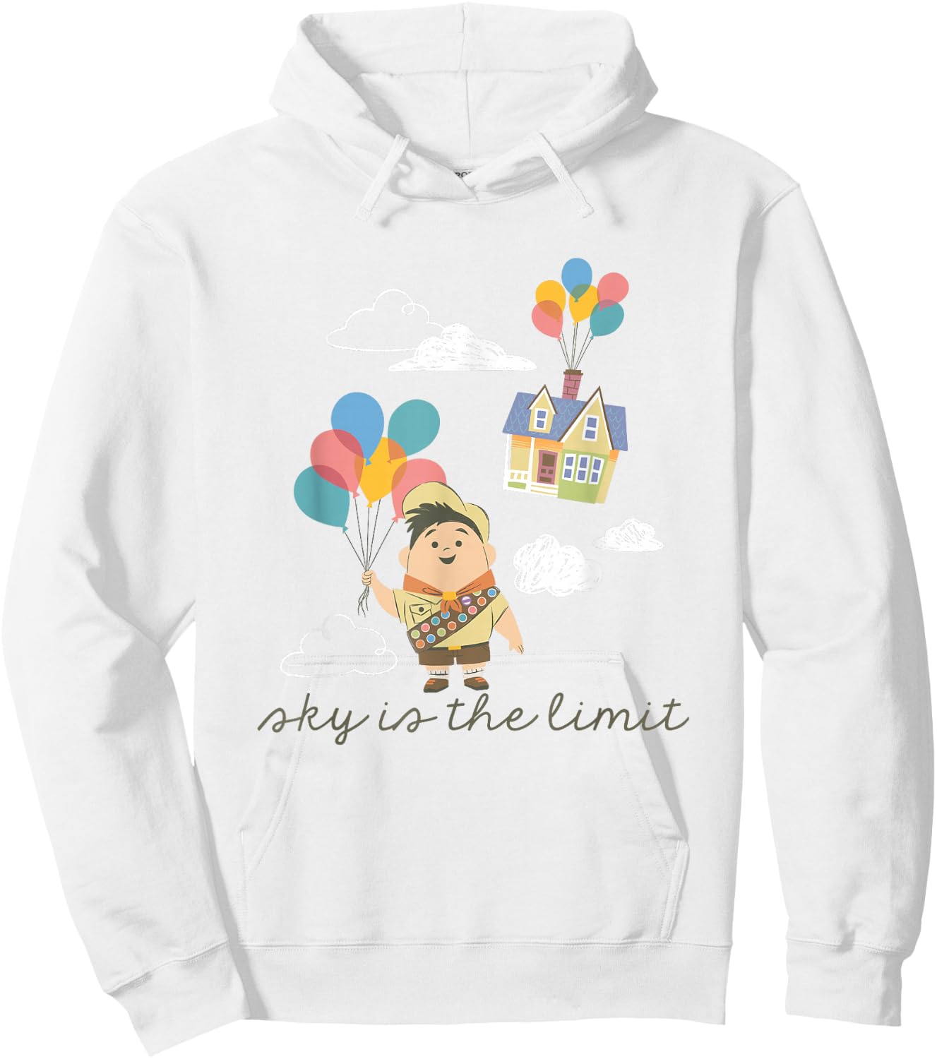 Disney Pixar Up Cute Russell Sky Is The Limit Big Chest Logo Hoodie - Hoodie | White
