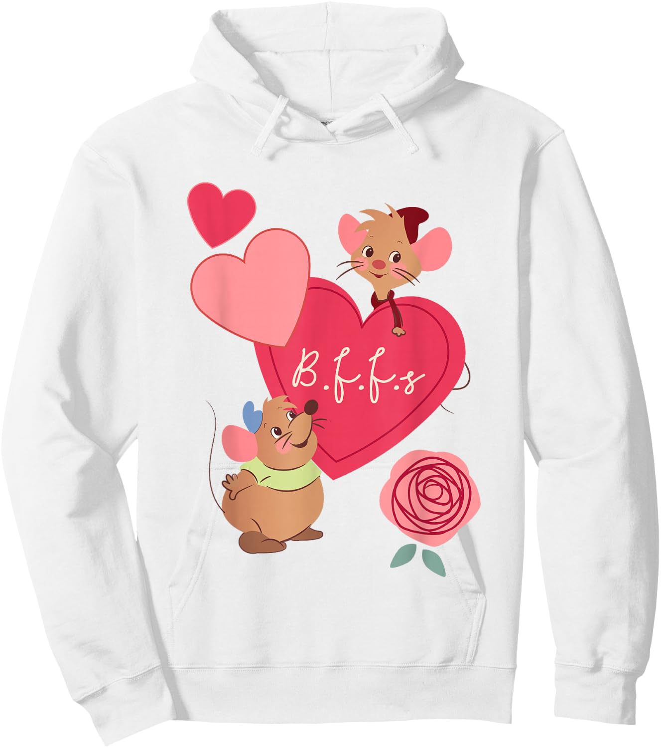Disney Cinderella Valentine's Day Gus Jaq Bffs Chest Poster Hoodie - Hoodie | White