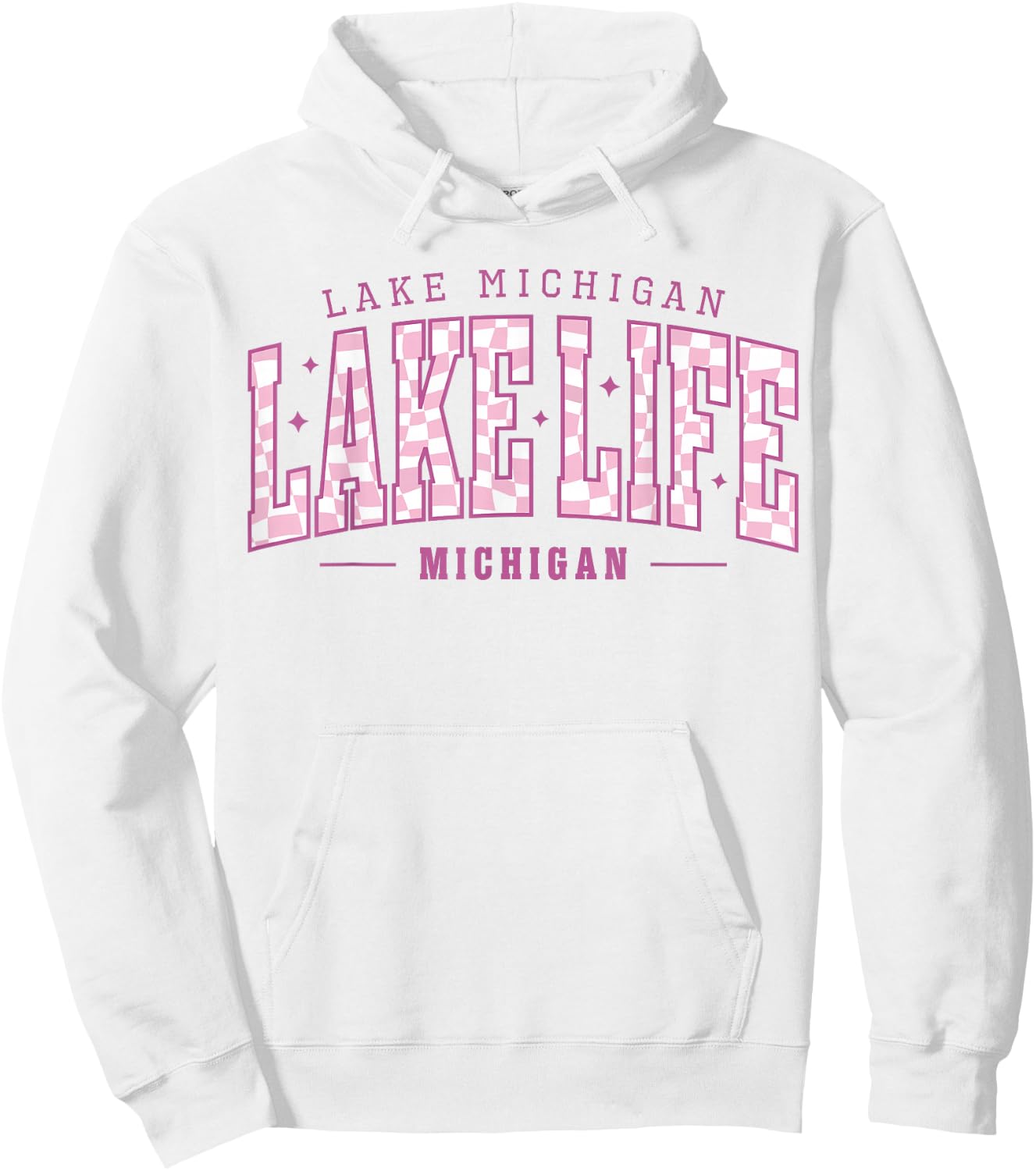 Lake Life Checkerboard Michigan Lake Summer Vacation Babe Hoodie - Hoodie | White
