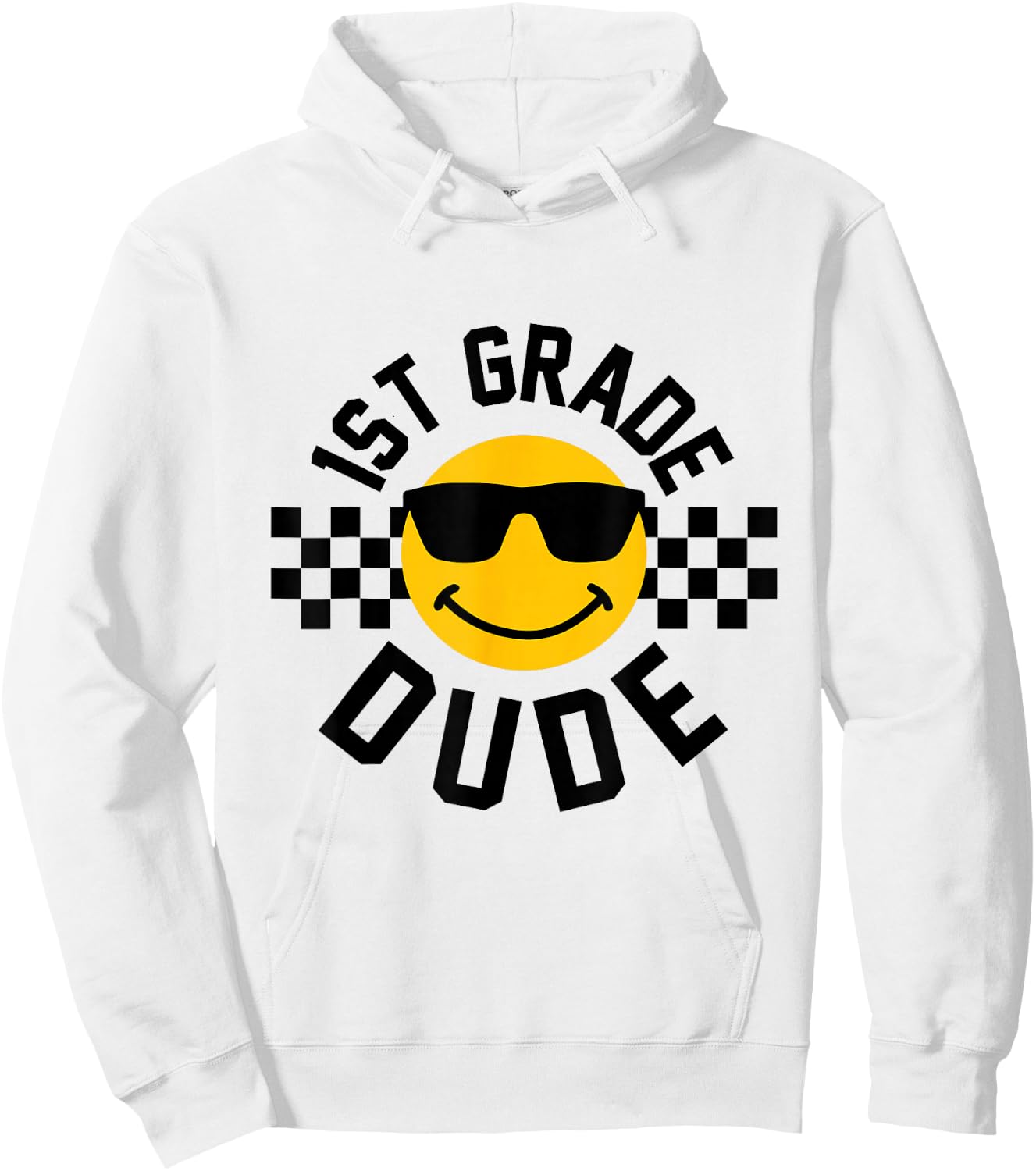 First Grade Back to School Boys Smile Face 1st Grade Dude Hoodie - Hoodie | White