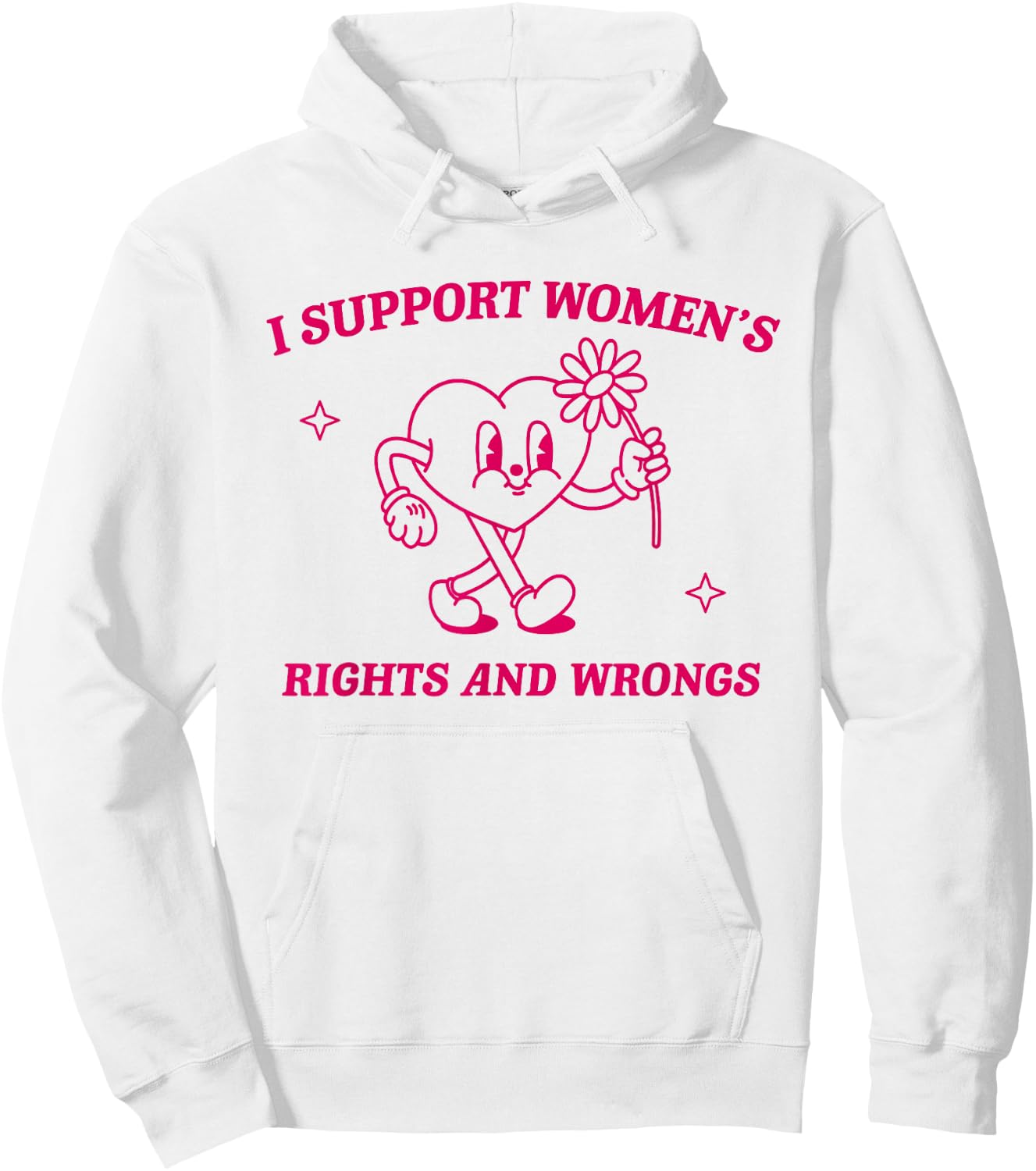 I Support Women's Rights And Wrongs Retro Feminist Saying Hoodie - Hoodie | White