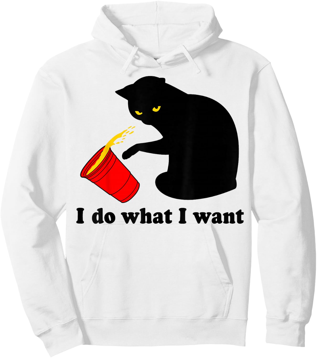 Do What I Want Black Cat Red Cup Funny Graphic XL Dark Heather Hoodie - Hoodie | White