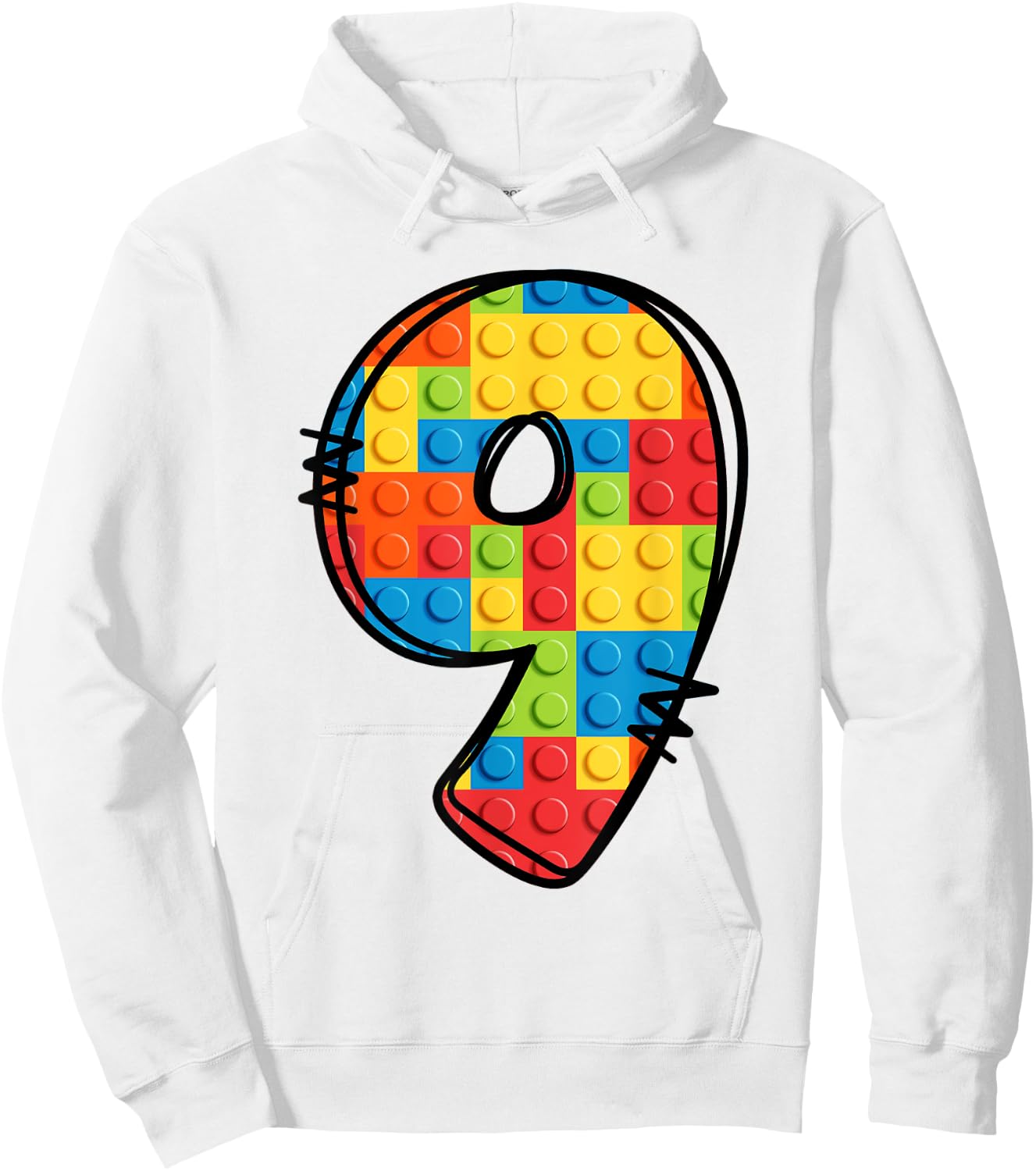 9 Year Old Blocks Building Master Builder 9th Birthday Hoodie - Hoodie | White