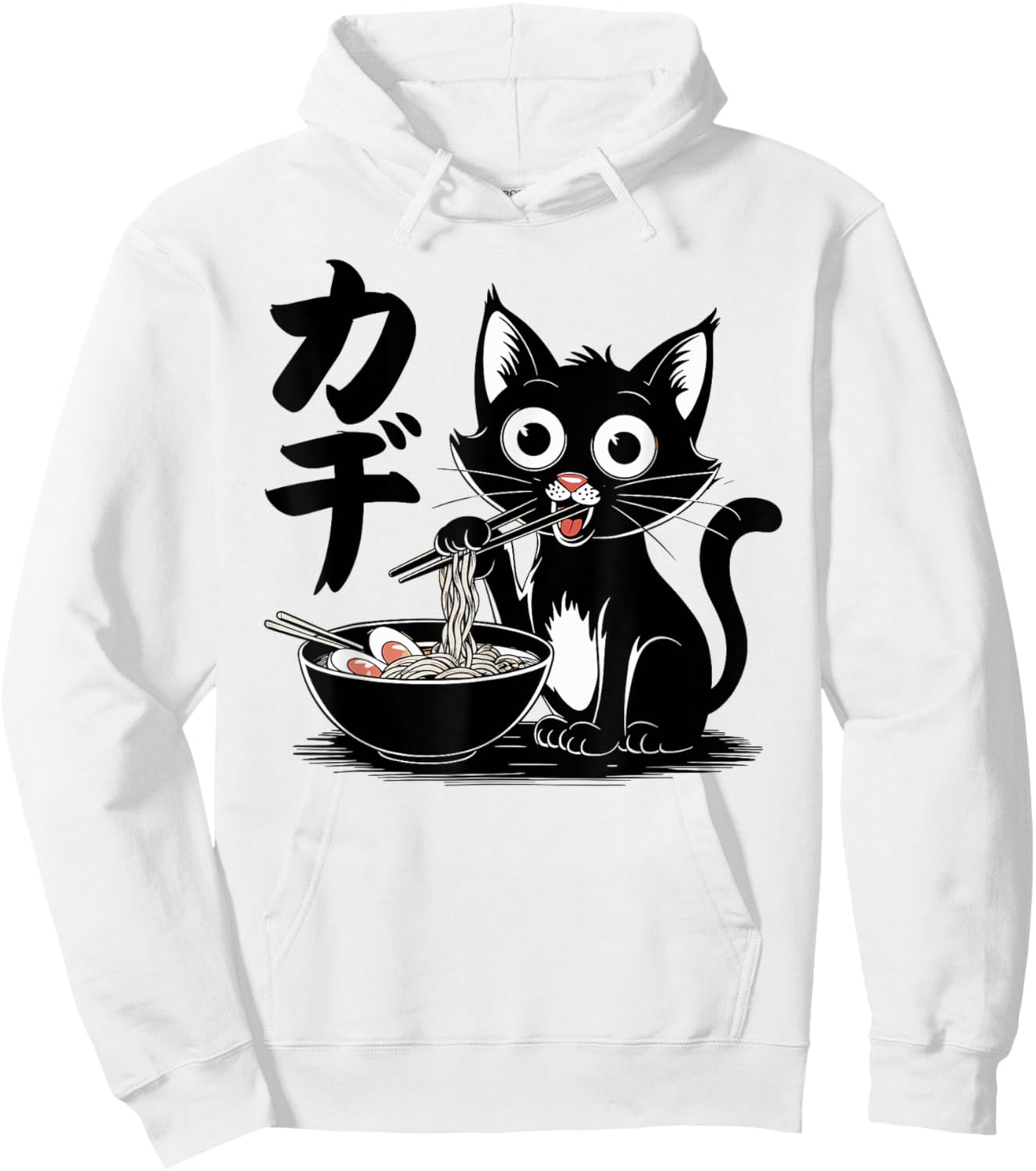 Funny Cat Ramen Noodle Japanese Kawaii Anime Otaku Style Hoodie - Hoodie | White