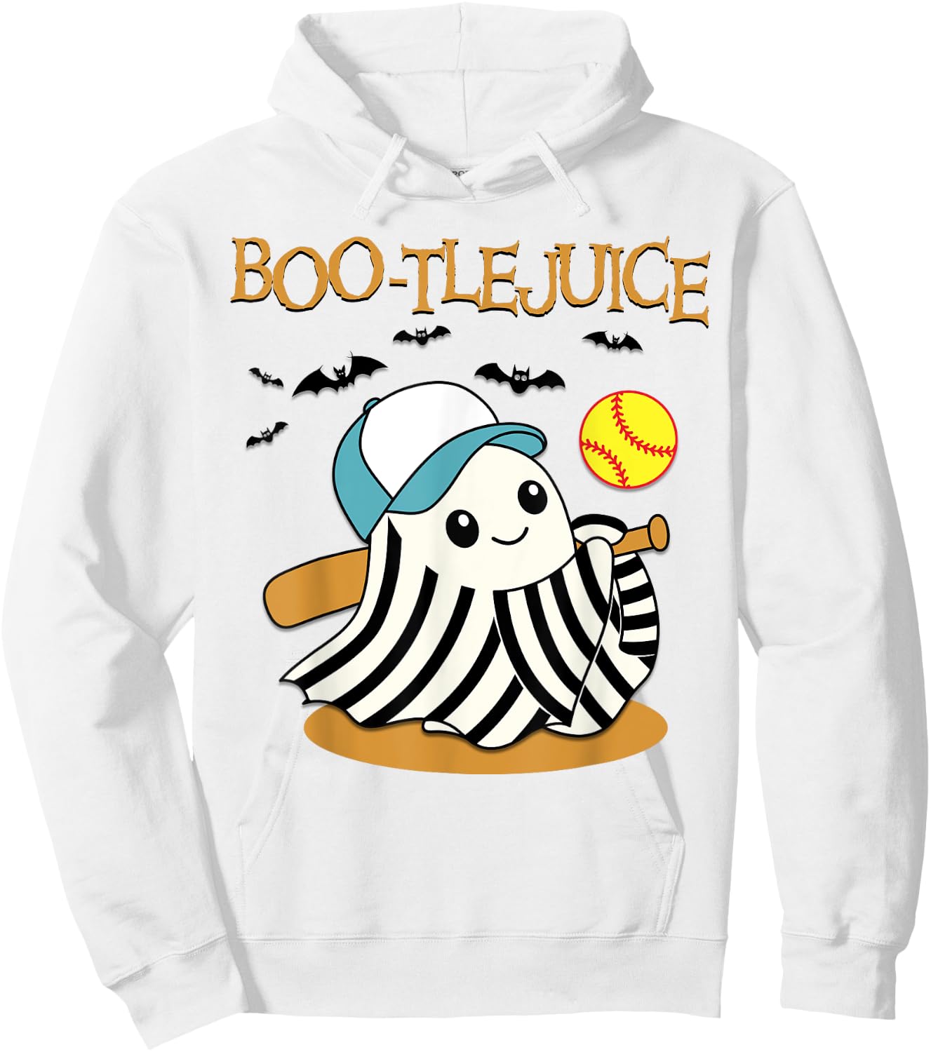Boo-tlejuice Ghost Playing Softball Mom Girls Halloween Hoodie - Hoodie | White