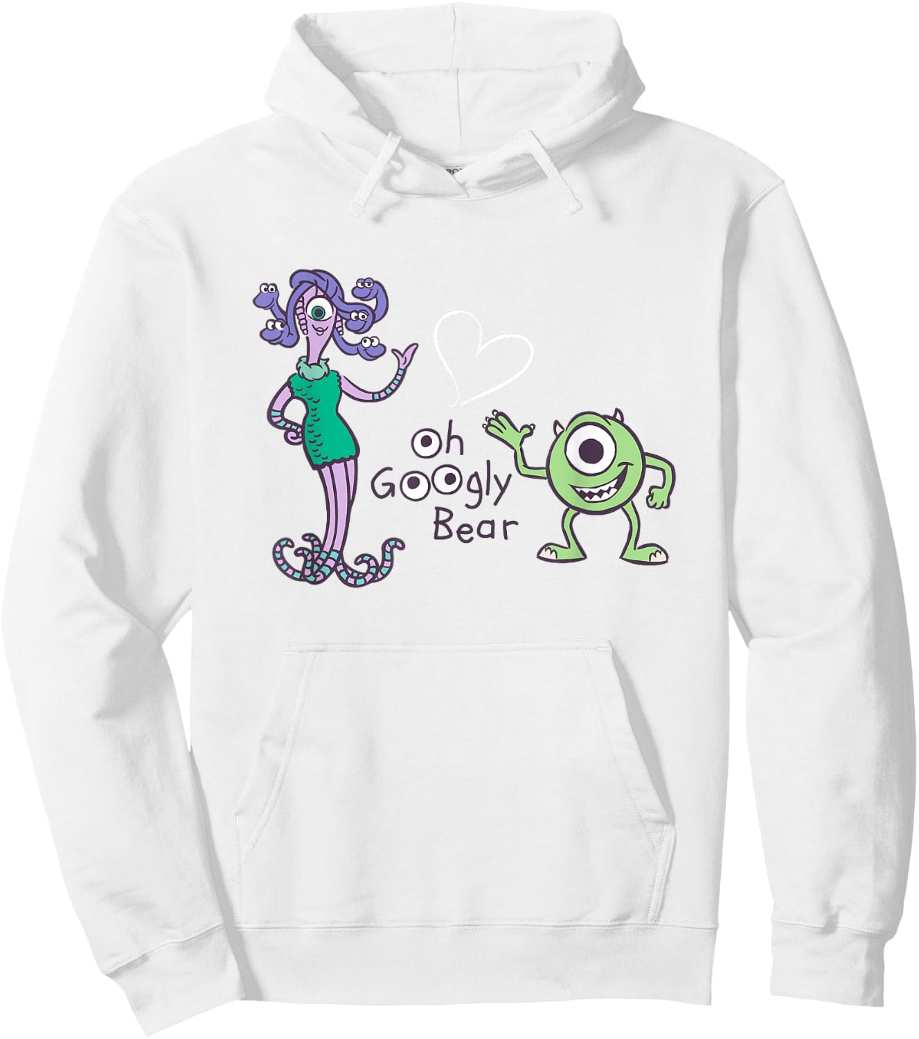 Disney Pixar Monsters Inc. Mike Celia Oh Googly Bear Logo Hoodie - Hoodie | White
