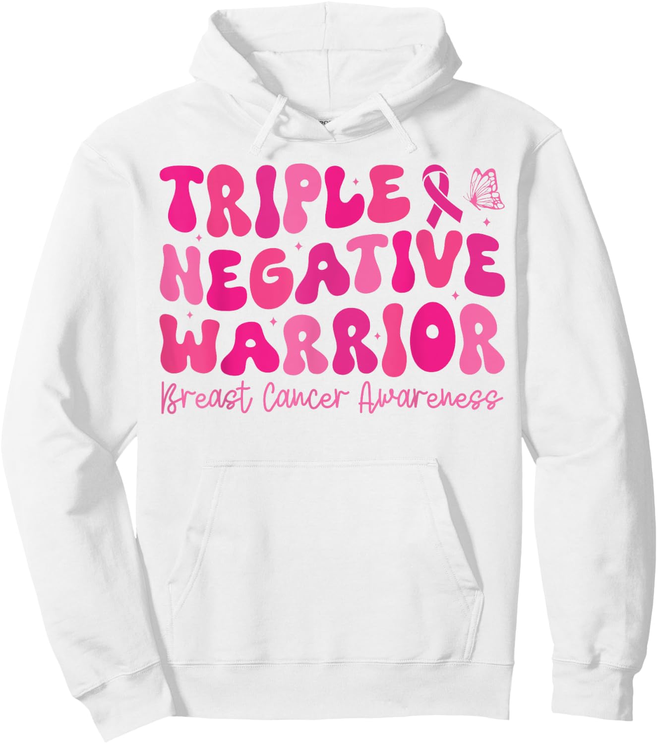Groovy Triple Negative Warrior Breast Cancer Awareness Month Hoodie - Hoodie | White