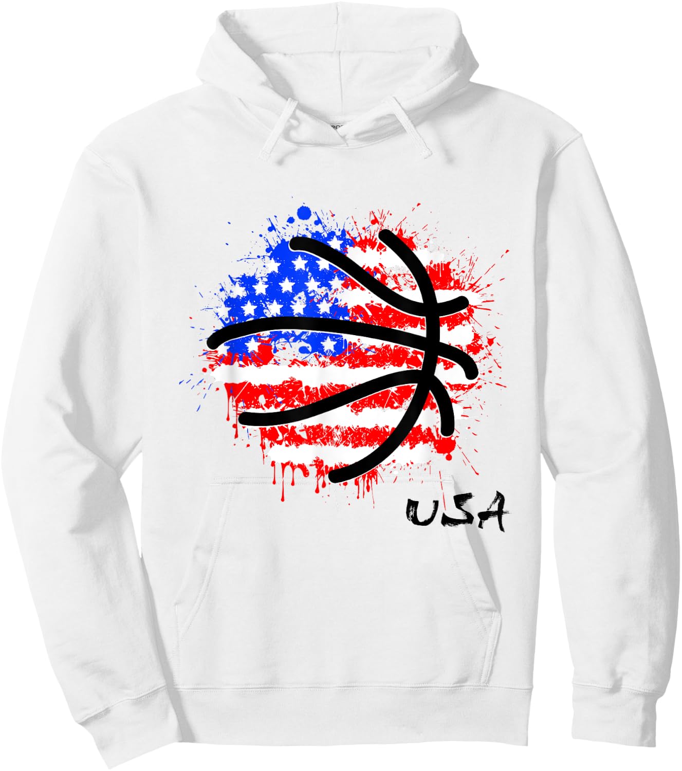 Patriotic Basketball 4th Of July Men USA American Flag Boys Hoodie - Hoodie | White