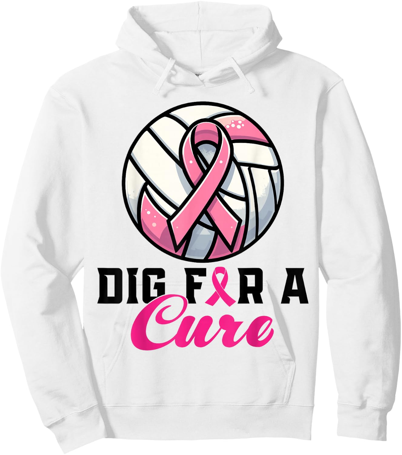 Dig For A Cure Breast Cancer Awareness Volleyball Pink Hoodie - Hoodie | White