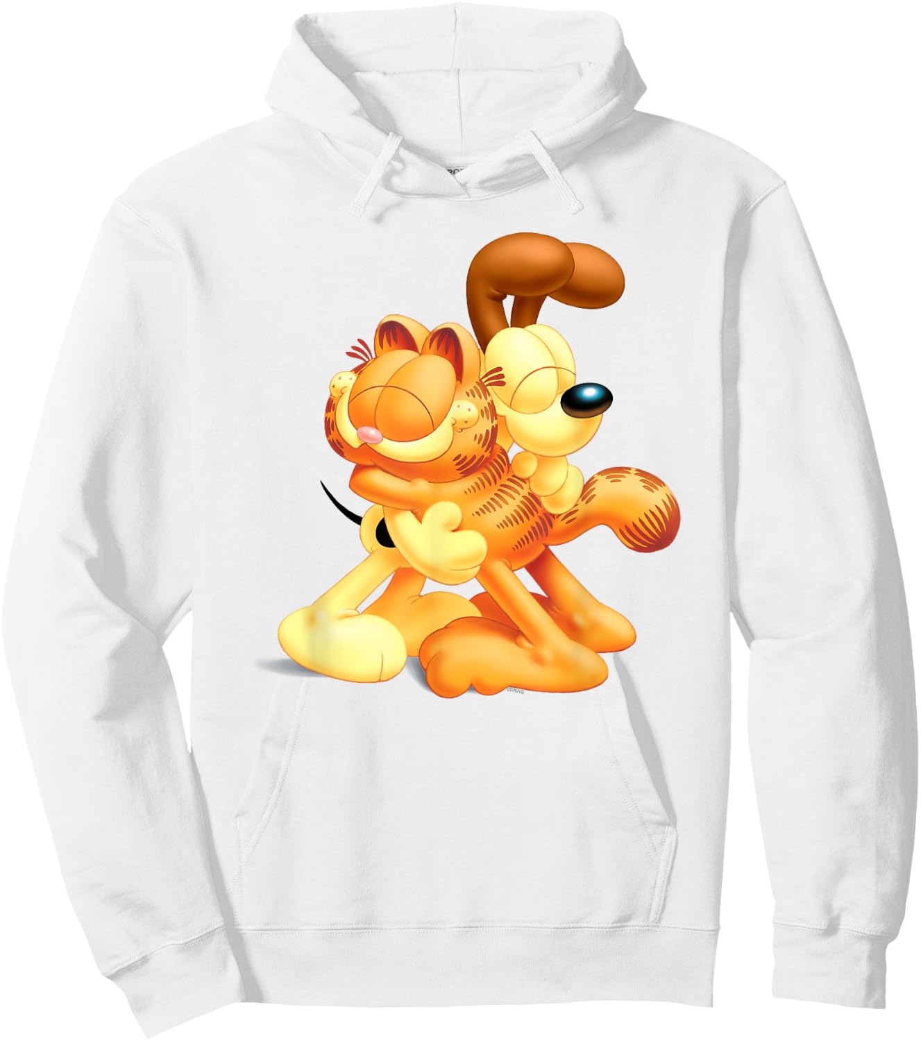 Garfield & Odie 3D Hugging Cute Cartoon Cat and Dog Hoodie - Hoodie | White