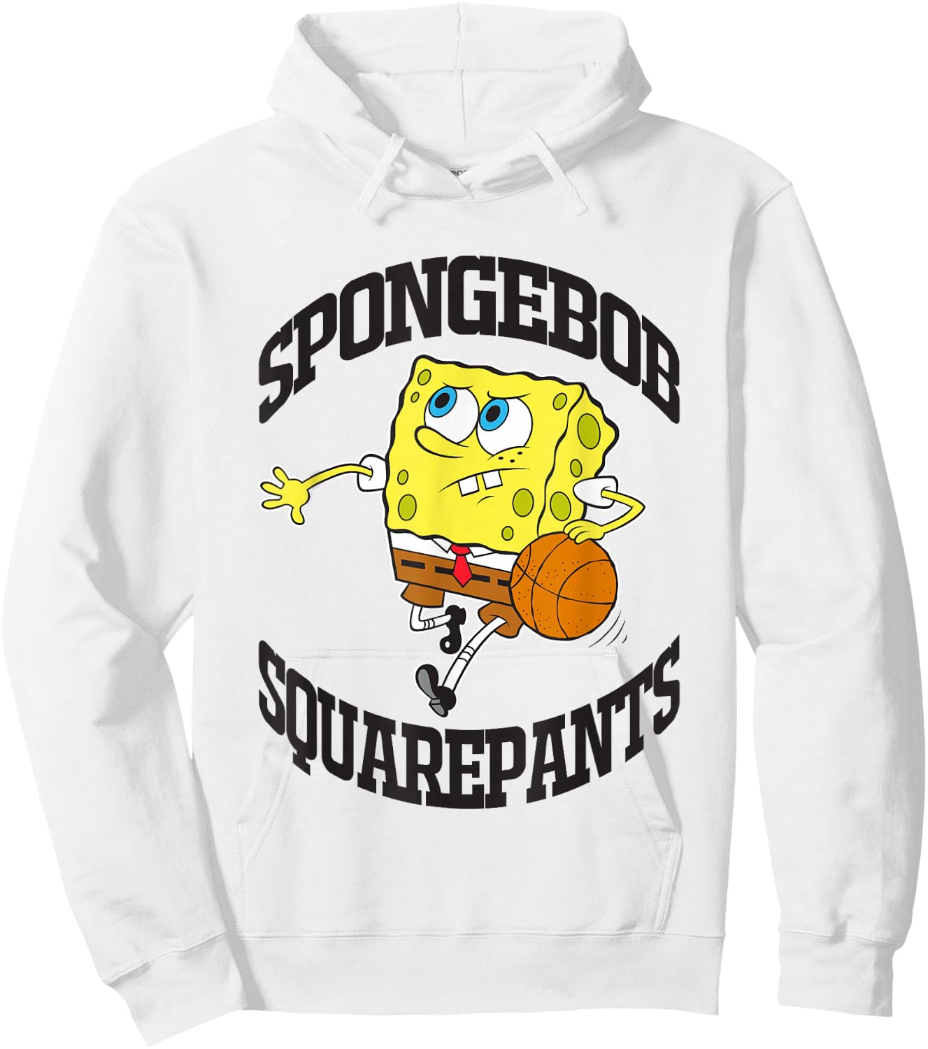 SpongeBob SquarePants Playing Basketball Black Logo Hoodie - Hoodie | White