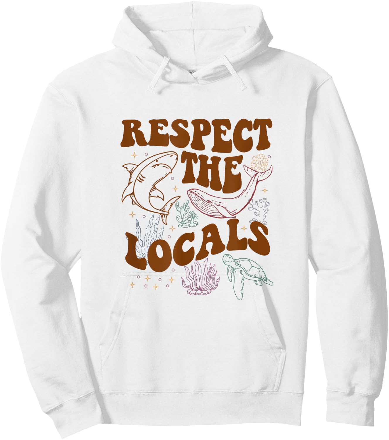 Respect The Locals Protect The Shark Save Our Oceans Retro Hoodie - Hoodie | White