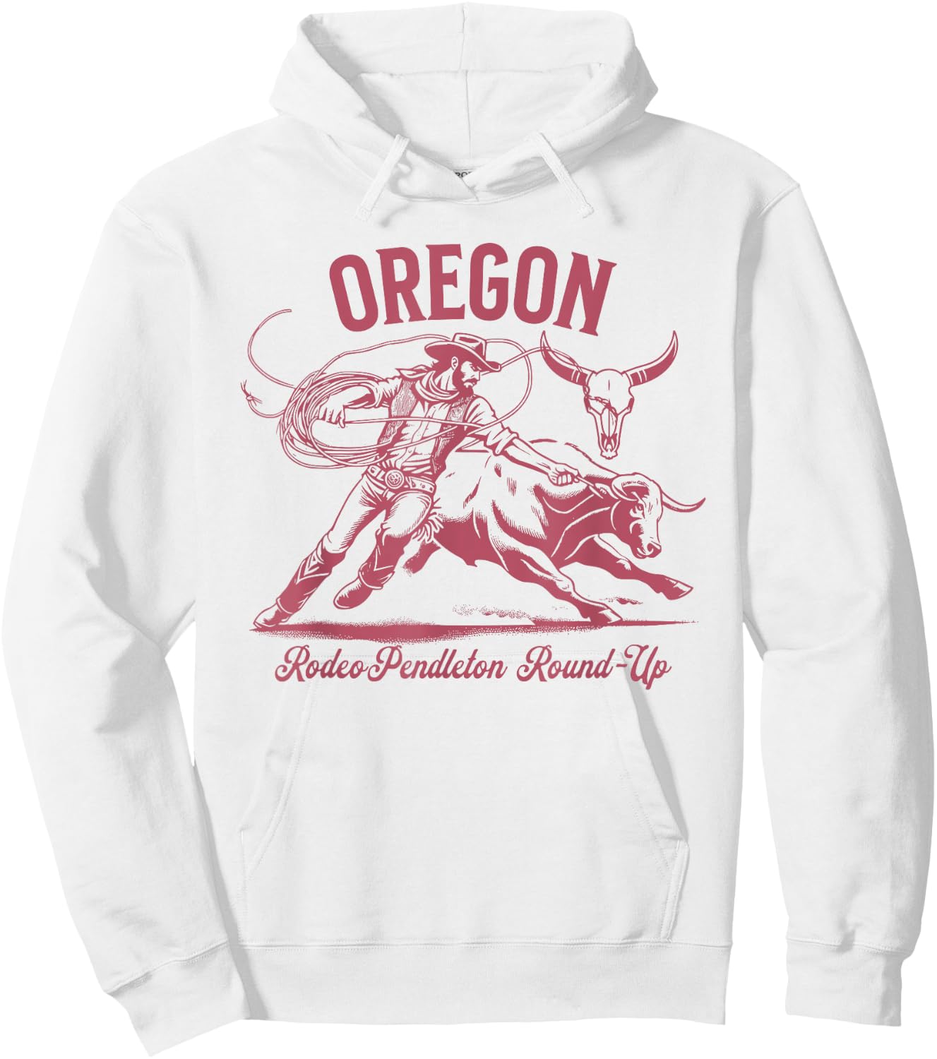 Oregon Pendleton Round-Up Cowboy Bulls and Steers Hoodie - Hoodie | White