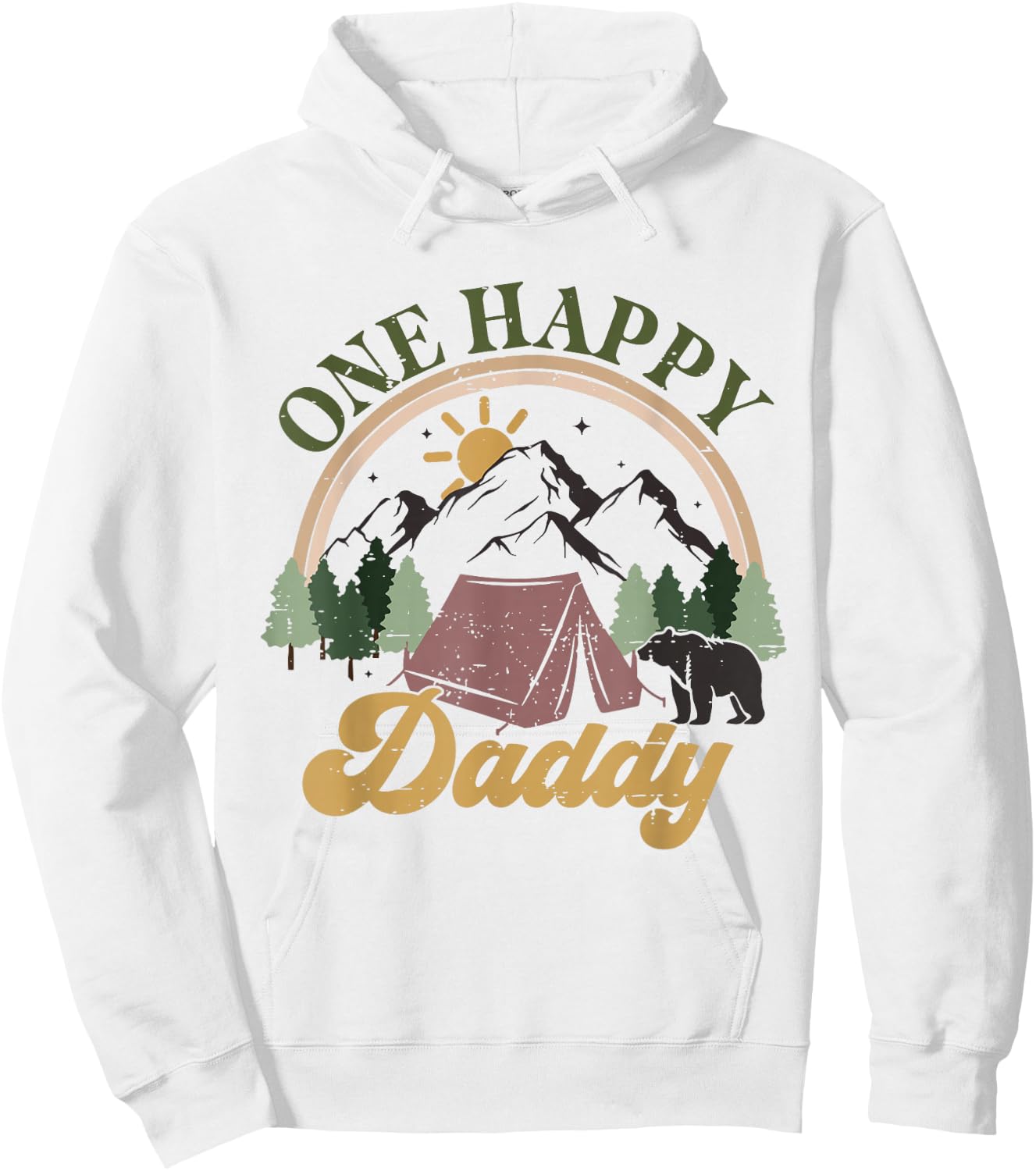 Cute One Happy Camper Birthday Decorations One Happy Daddy Hoodie - Hoodie | White