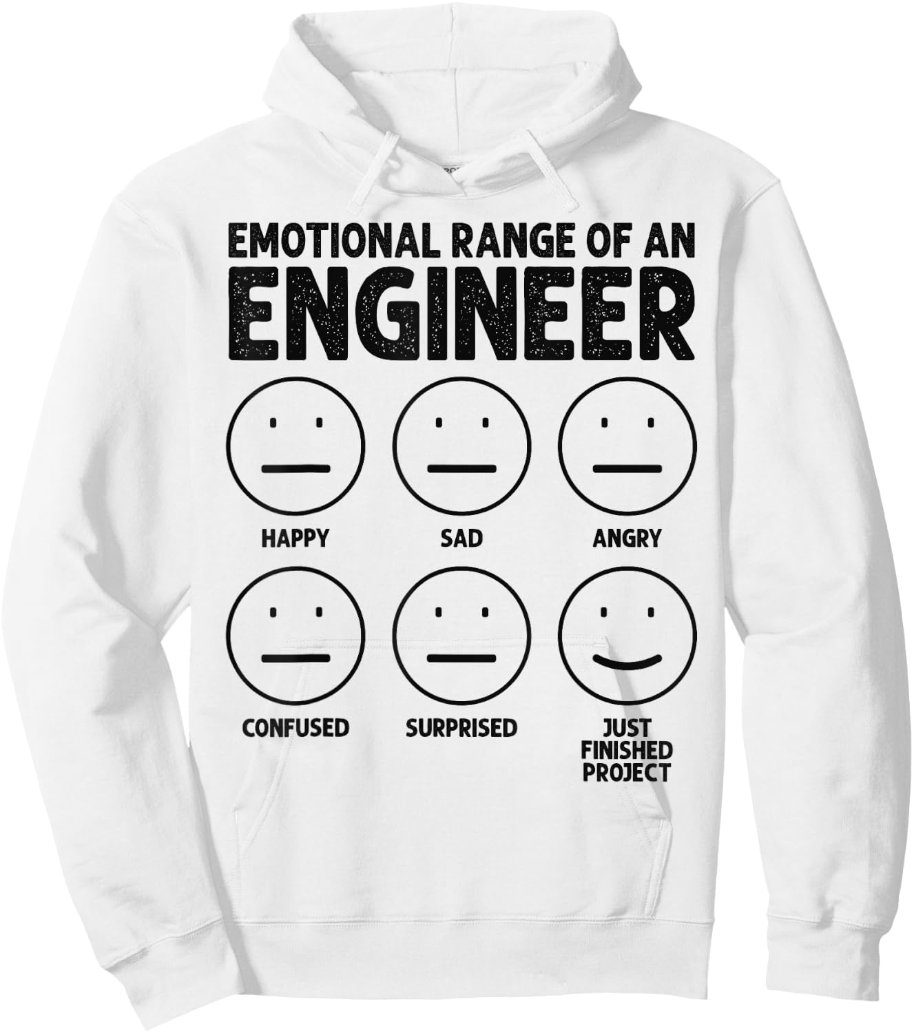 Funny Engineering Emotional Range Of An Engineer , Small, Grey Hoodie - Hoodie | White