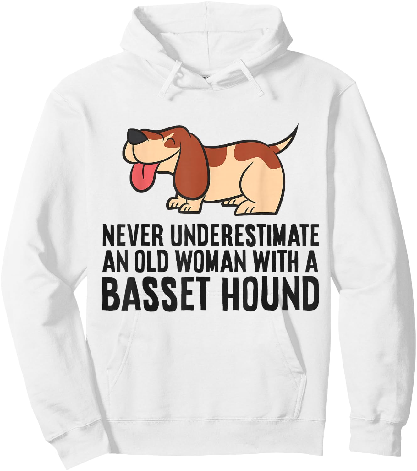 Never Underestimate An Old Woman With A Basset Hound Hoodie - Hoodie | White