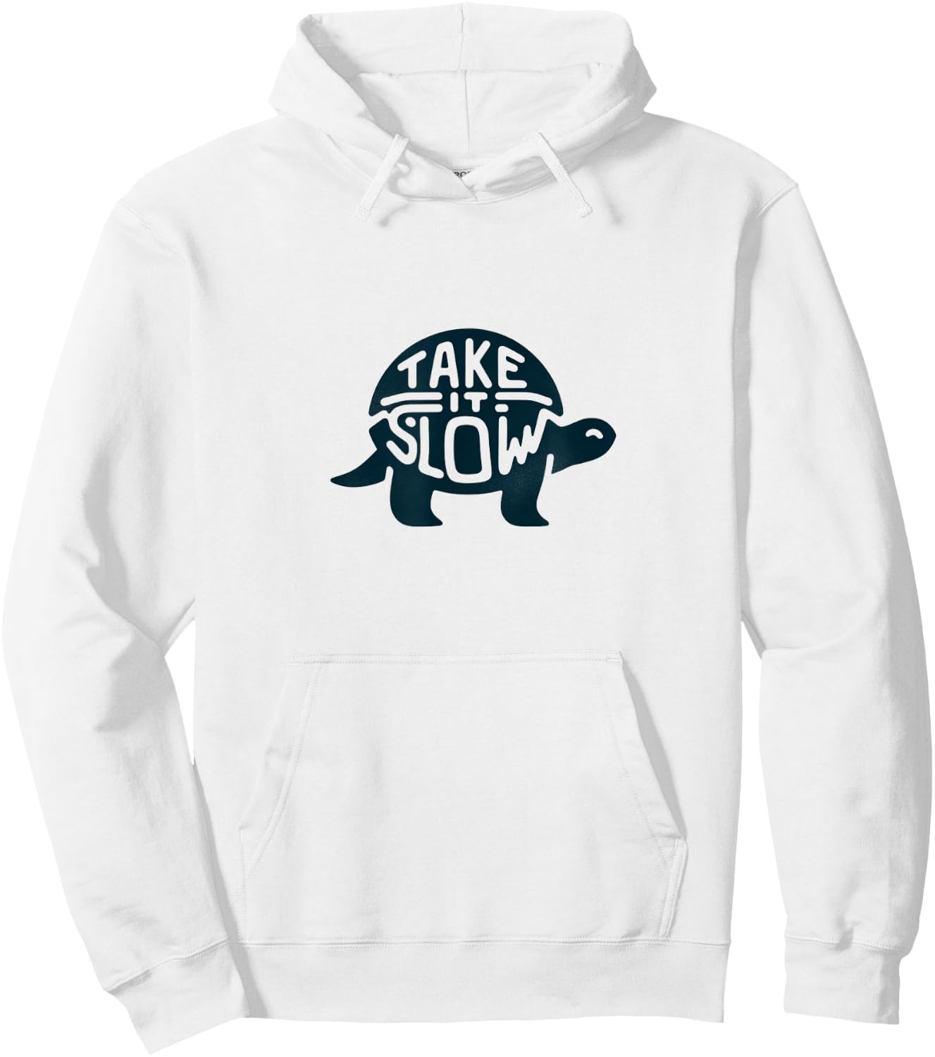Take It Slow Funny Turtle Print Hoodie - Hoodie | White