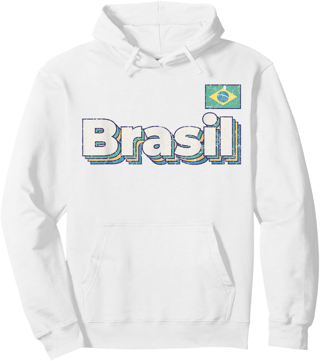 Vintage Retro Faded Brasil Flag Brazil Brazilian Pride Hoodie - Hoodie | White
