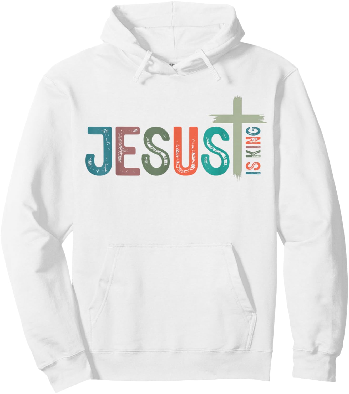 Jesus is King Christian Cross Retro God Loves You Religious Hoodie - Hoodie | White