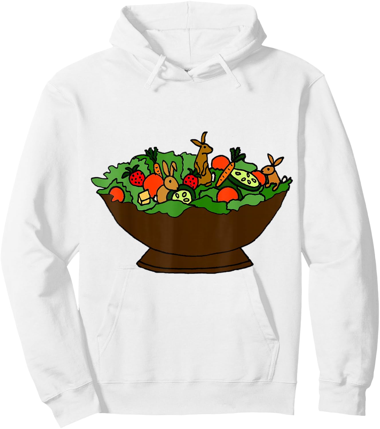 Smilenowtees Funny Bunny Rabbits in Garden Salad Hoodie - Hoodie | White