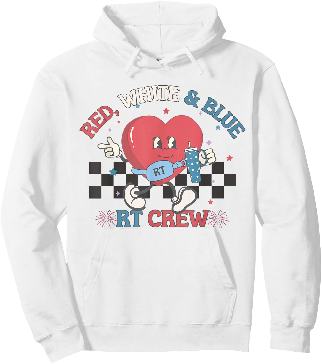 Red White Blue RT Crew Respiratory Therapist 4th of July Hoodie - Hoodie | White