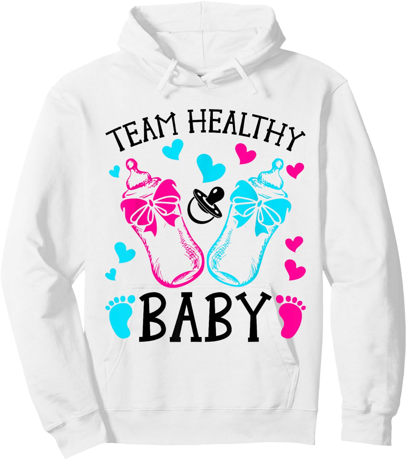 Team Healthy Baby Gender Reveal Party Hoodie - Hoodie | White