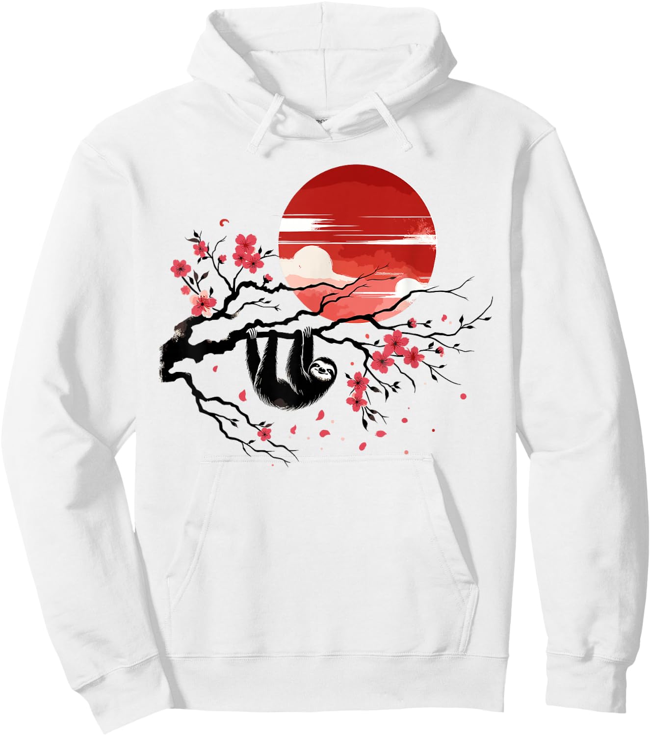 Kawaii Anime Japanese Art Sakura Men Women Kids Funny Sloth Hoodie - Hoodie | White