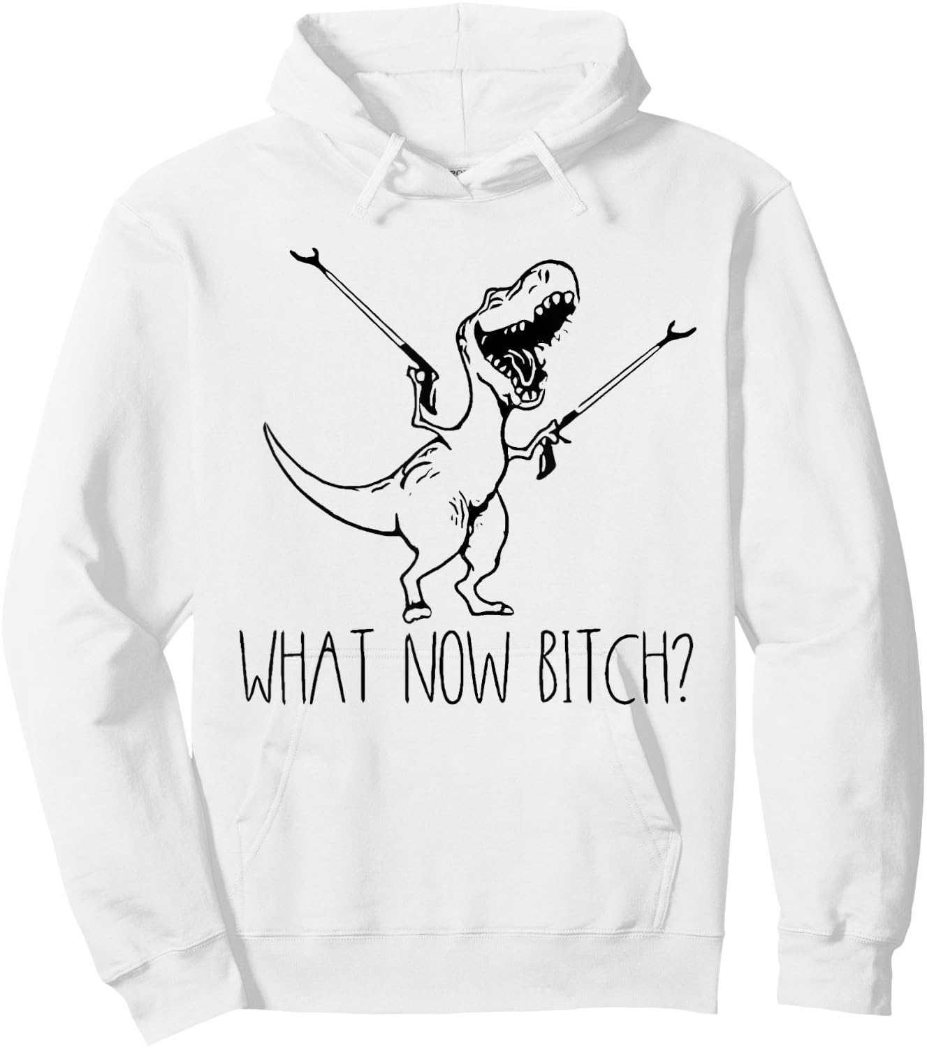 What Now Bich Funny T Rex Dinosaur Saying Quote Men Women Hoodie - Hoodie | White