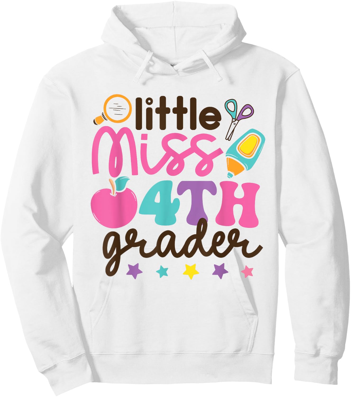 Little Miss 4th Grade First Day of Fourth Grade Cute Girls Hoodie - Hoodie | White