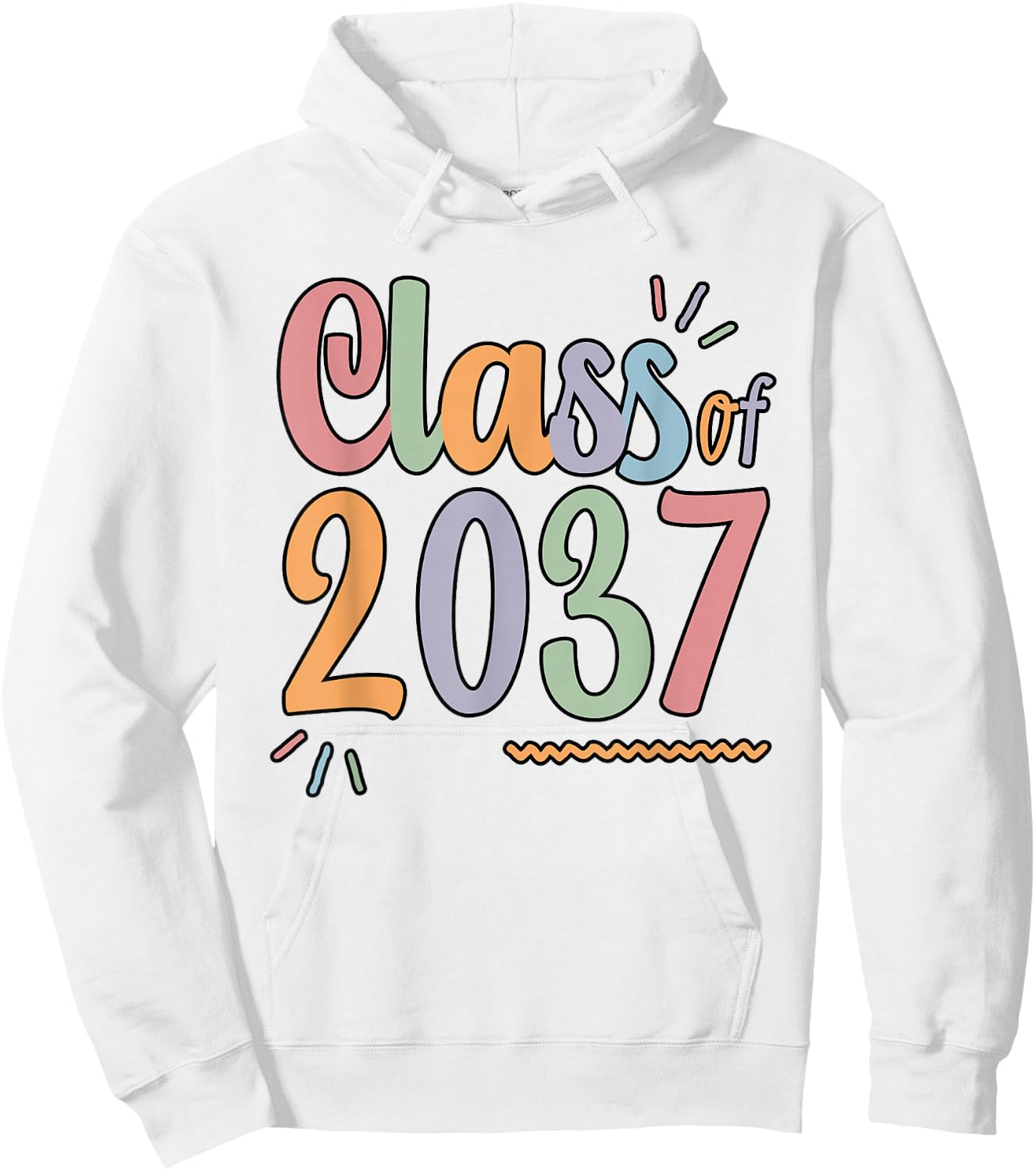 Class of 2037 Grow With Me Handprints On Back K to 12 Hoodie - Hoodie | White