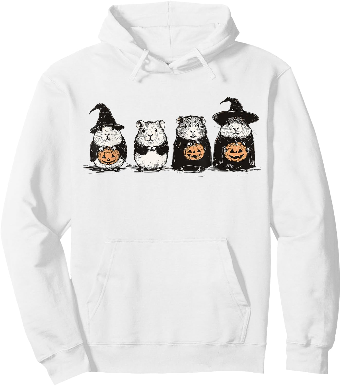 Cute Guinea Pig Halloween Guinea Pig Witch Hilarious Animal Hoodie - Hoodie | White