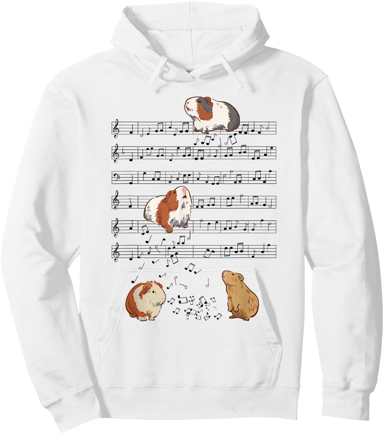 Cute Guinea Pig Playing Music Note Clef Musician Art Hoodie - Hoodie | White