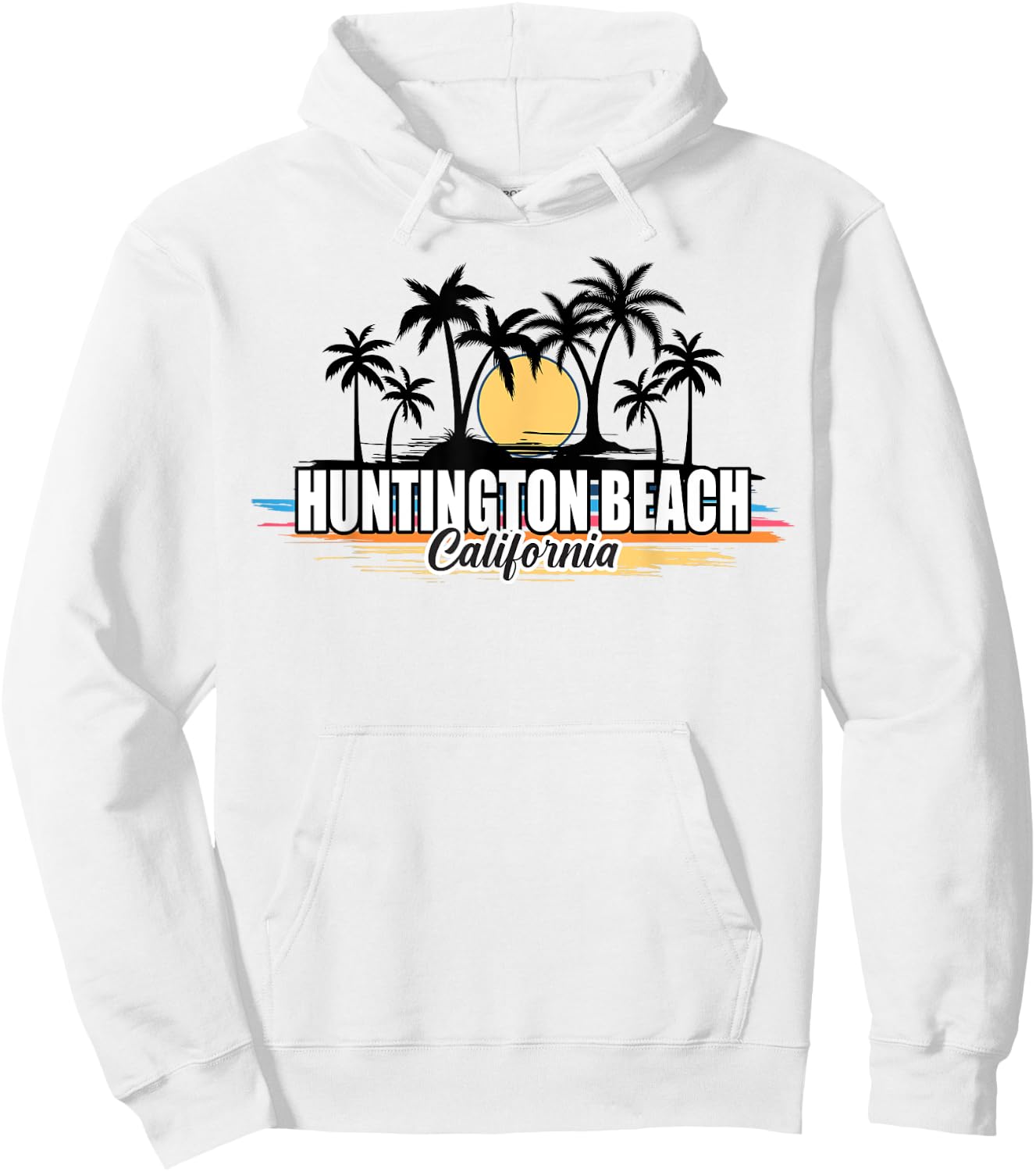 Huntington Beach California Retro Surfing Beach Hoodie - Hoodie | White