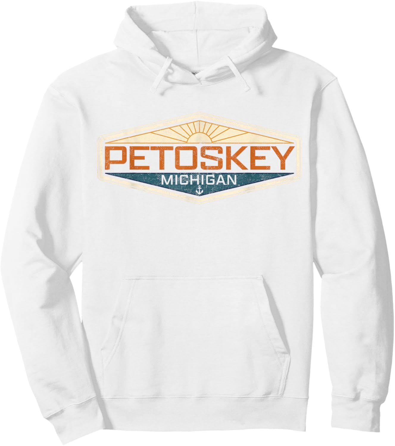 Petoskey Michigan Distressed Beach Hoodie - Hoodie | White