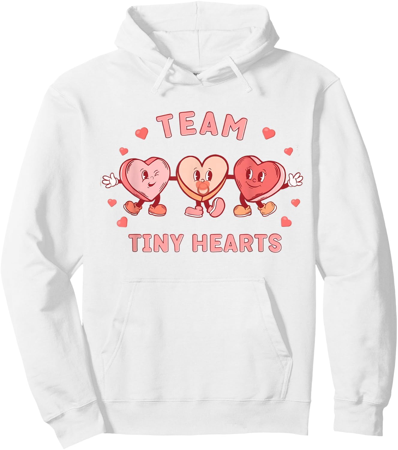 Retro Team Tiny Hearts Nurse Valentines Peds Cardiac Nurse Hoodie - Hoodie | White