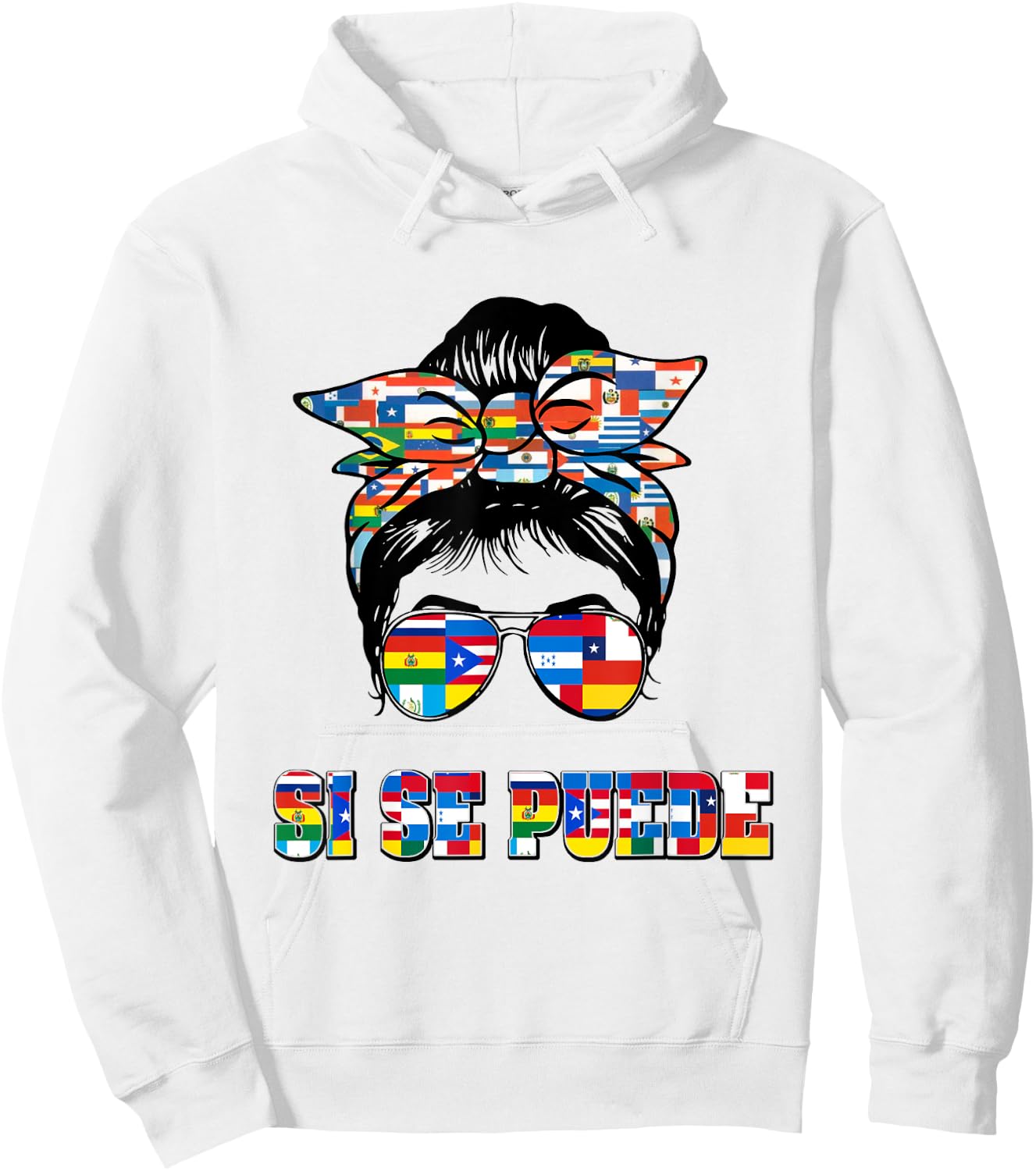 Hispanic Heritage Month Messy Bun Si Se Puede Women Hoodie - Hoodie | White