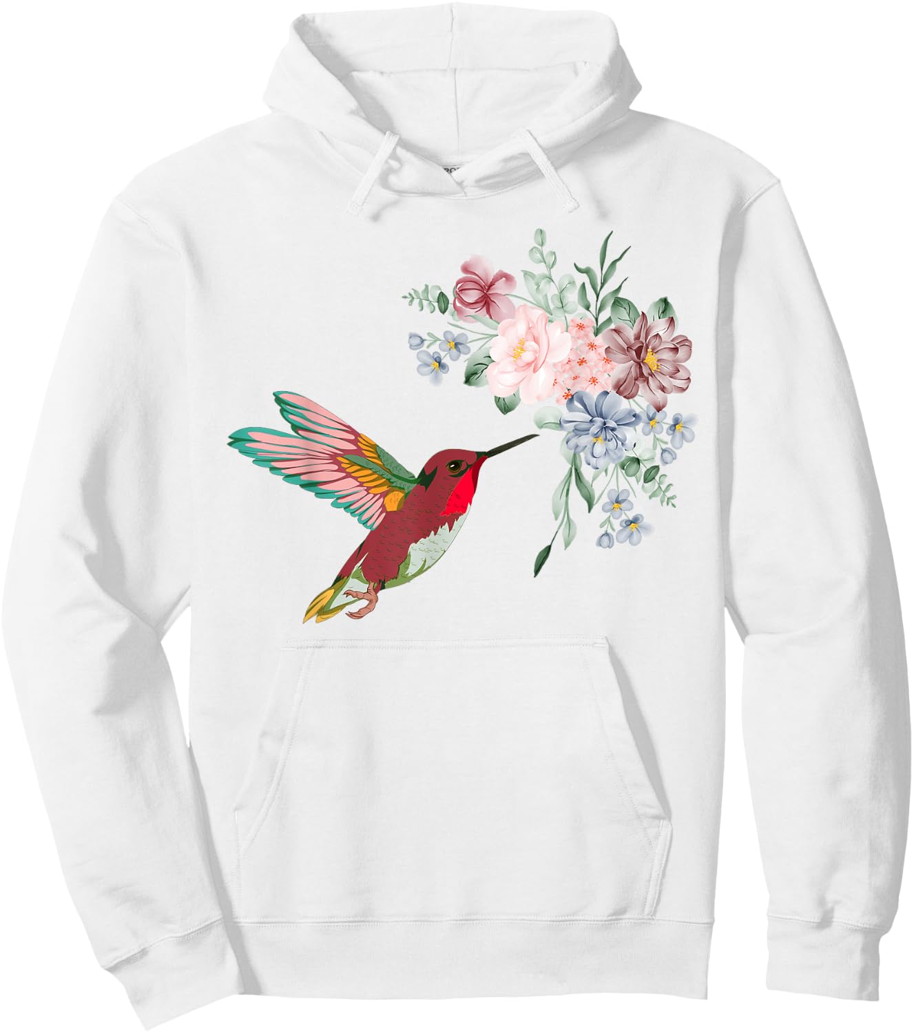 Pretty Bird Nature Animal Vintage Flowers Hummingbird Hoodie - Hoodie | White
