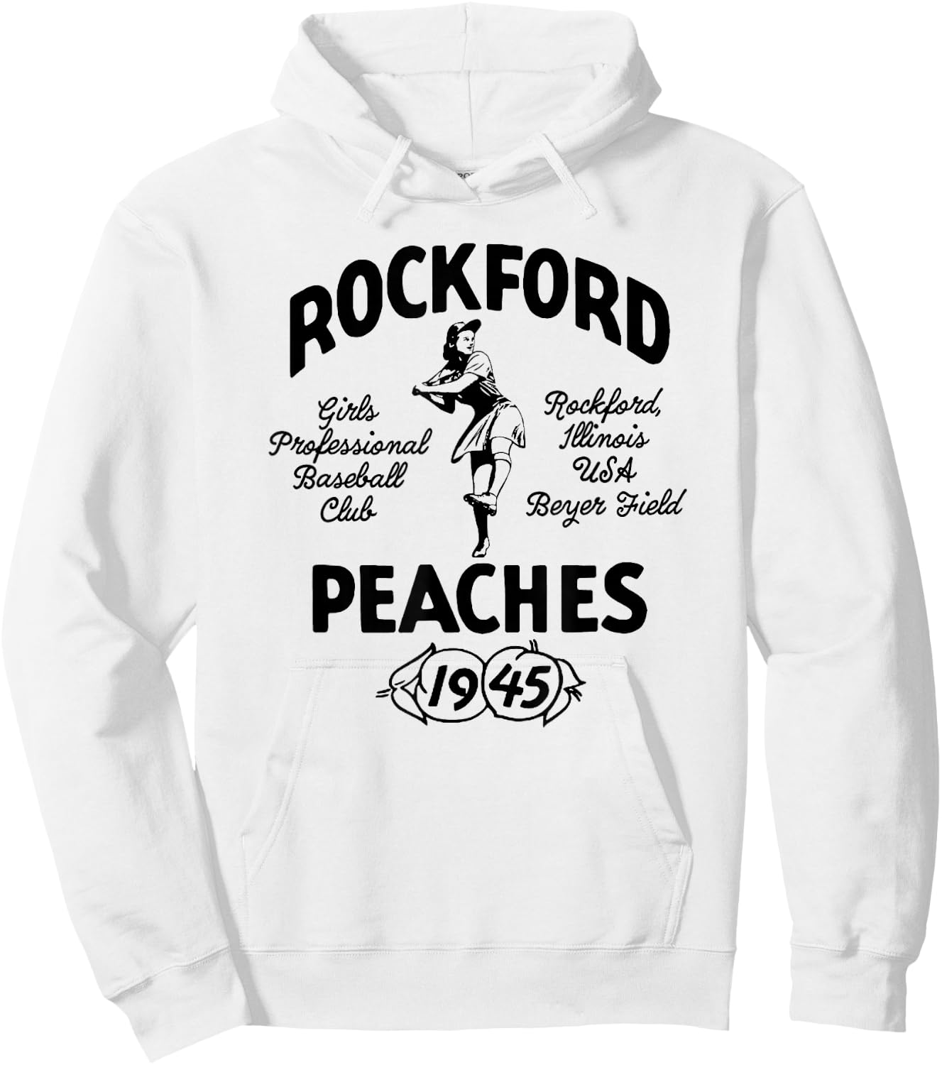 Vintage Rockford Illinois Peaches Defunct Women's Baseball Hoodie - Hoodie | White