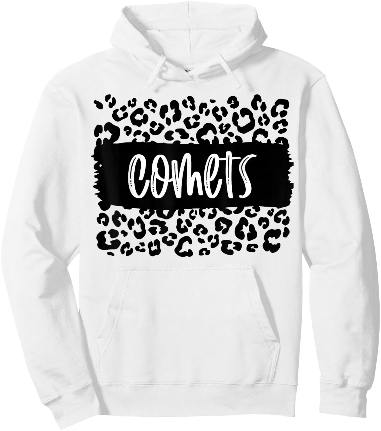 Comets Team Mascot School Spirit Game Night Leopard Print Hoodie - Hoodie | White
