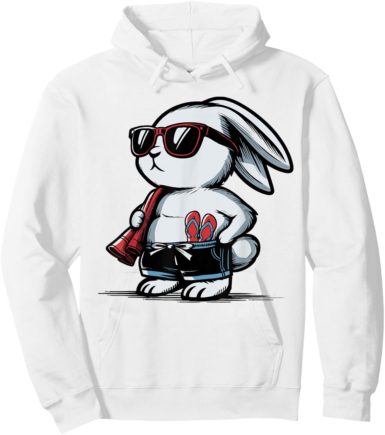Beach Rabbit Bunny Beach-Goer Summer Men Women Girls Kids Hoodie - Hoodie | White