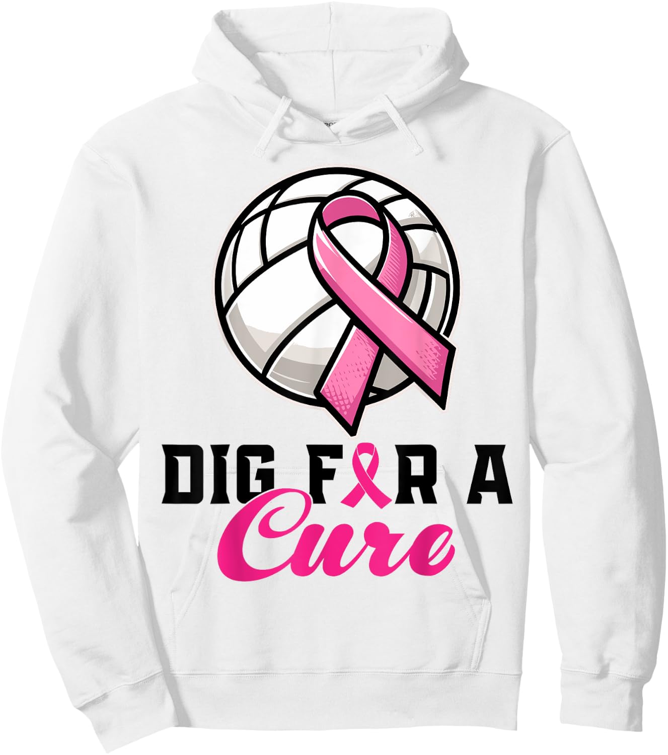 Dig For A Cure Breast Cancer Awareness Volleyball Pink Hoodie - Hoodie | White