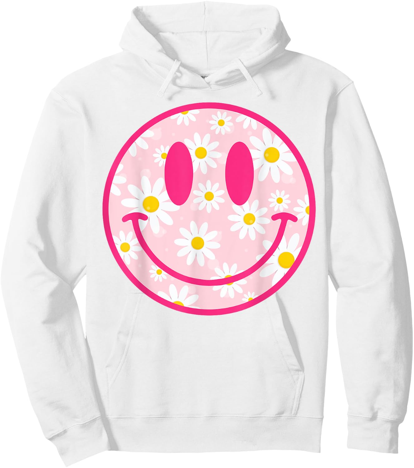 Happy Face Daisy Flower Shirt Preppy Aesthetic Smile Face Hoodie - Hoodie | White
