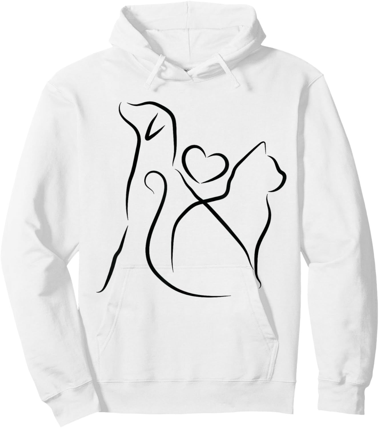 Dog Puppy and Baby Cat Heart - Animal Dog & Cat Heart Hoodie - Hoodie | White