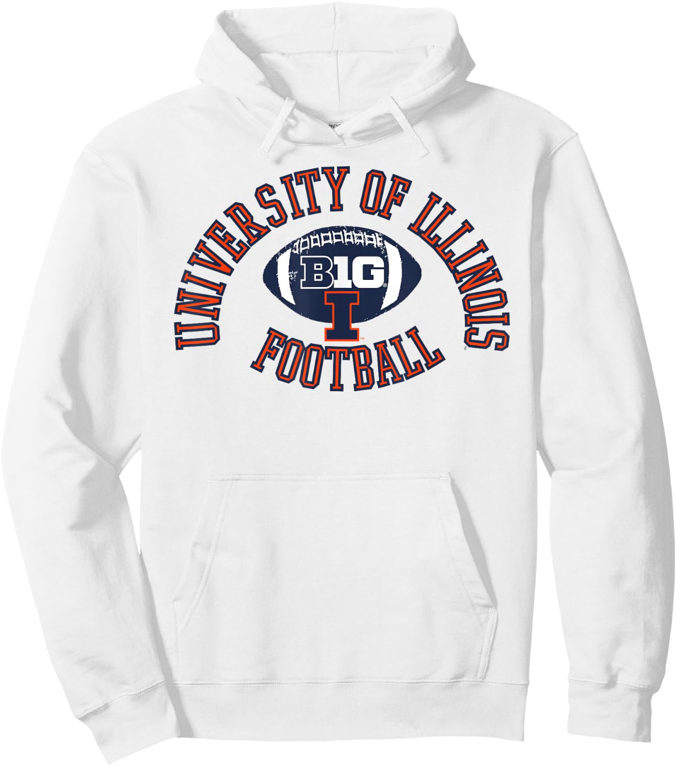 Elite Authentics -Adults & Kids Grey Illinois Fighting Illini Big 10 Football Hoodie - Hoodie | White