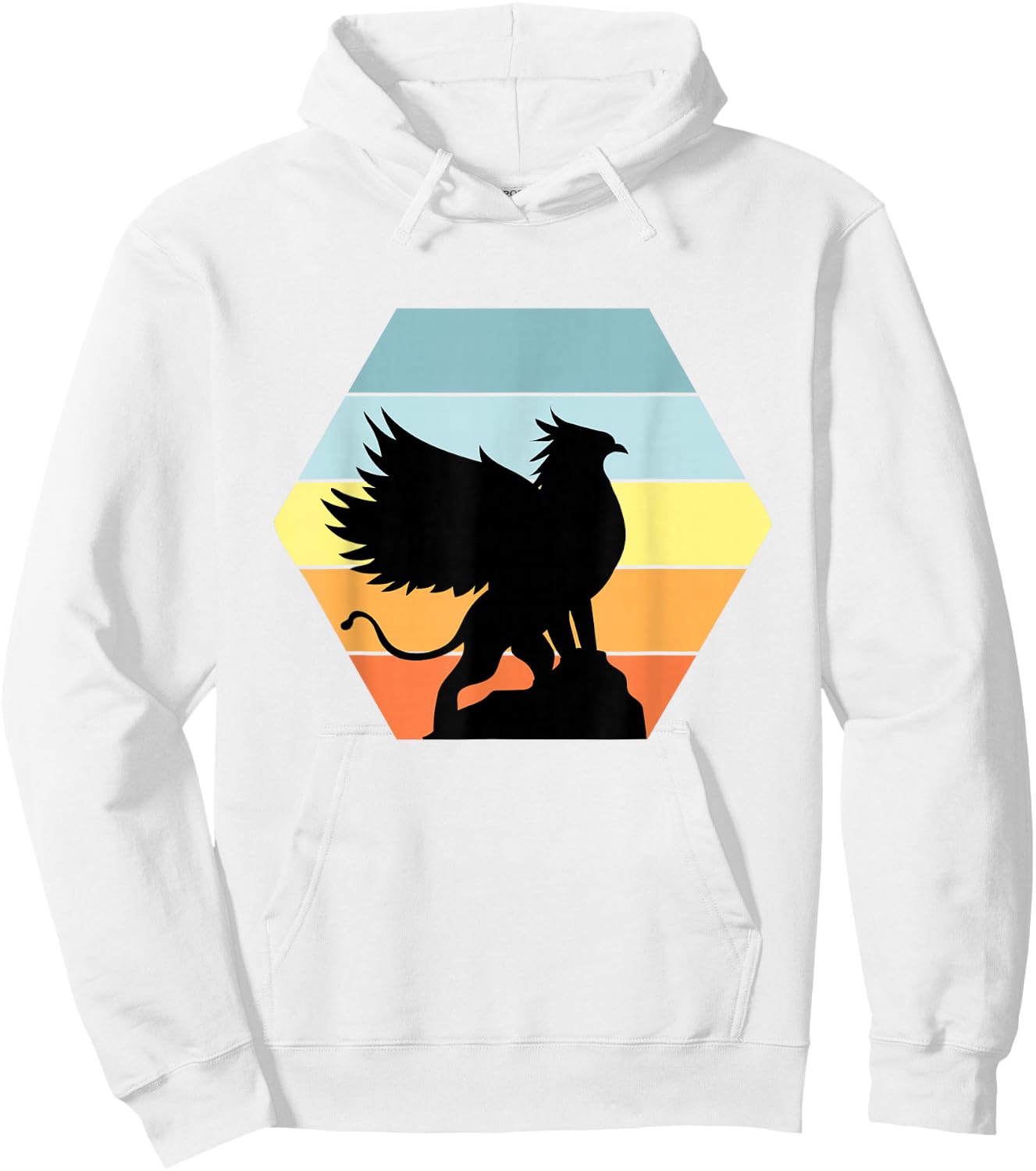 Griffin Retro Vintage Sunset Lion Eagle Mythical Creature Hoodie - Hoodie | White