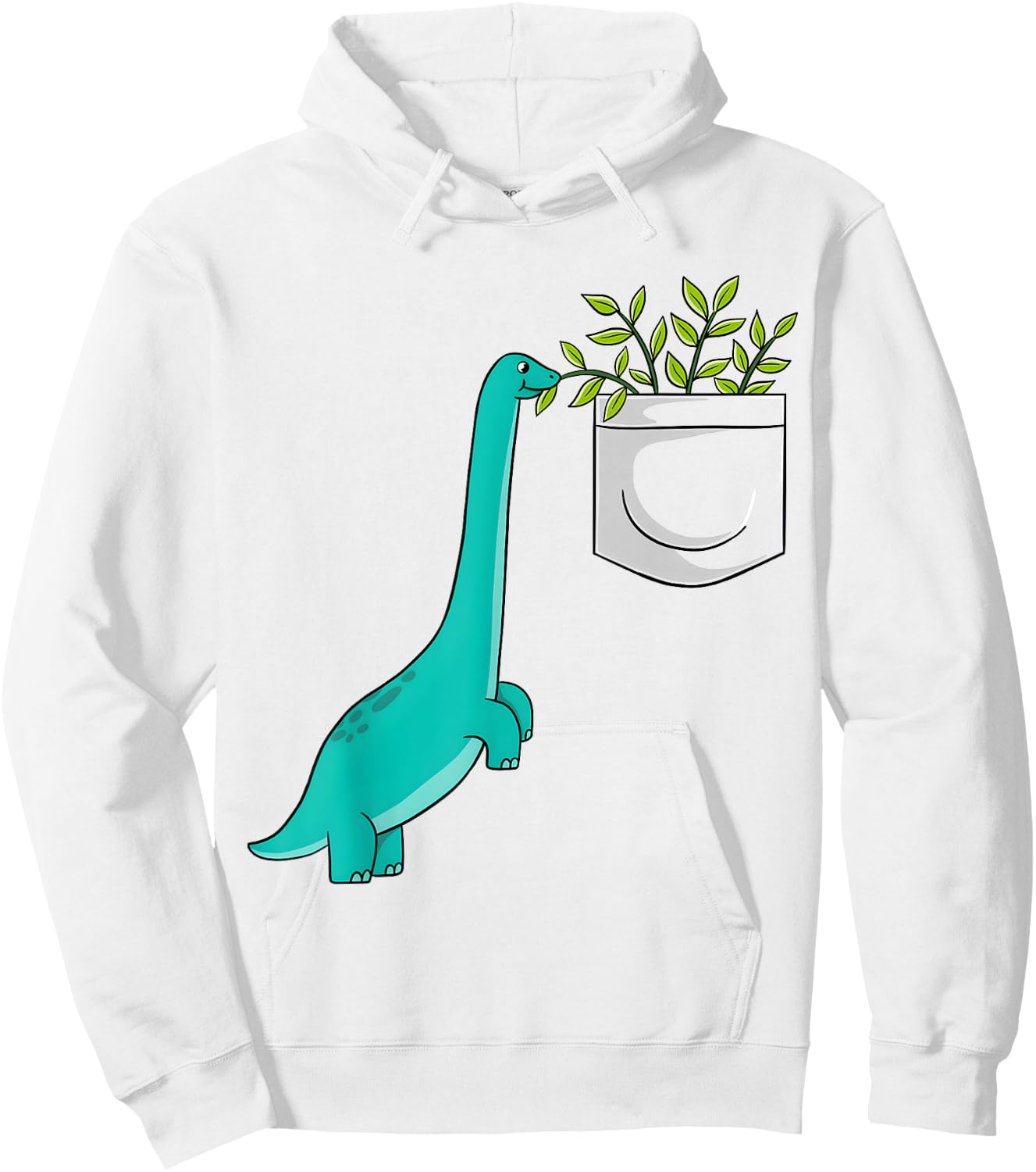 Cute Dinosaur Plants In Pocket Funny Pocket Dinosaur Hoodie - Hoodie | White