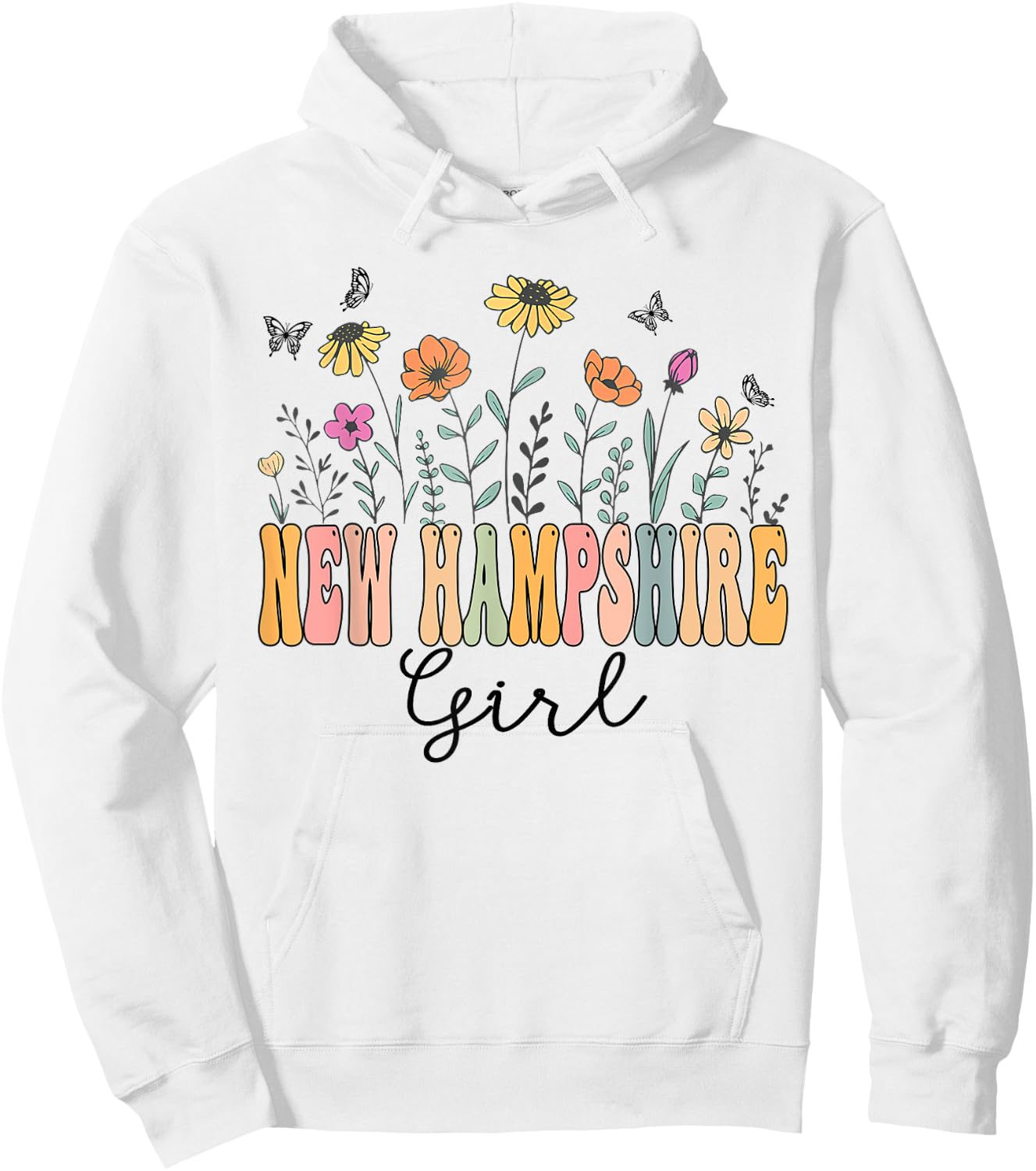 New Hampshire Girl Wildflower Groovy New Hampshire Lover Hoodie - Hoodie | White